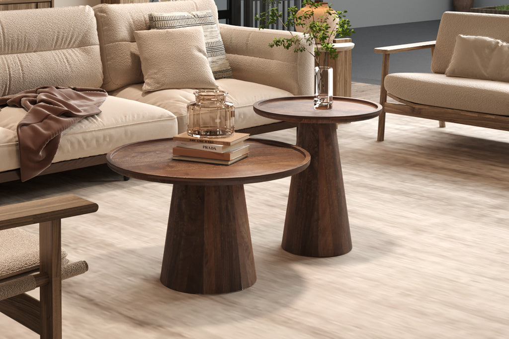 Rousseau Jules Salontafel – Mango Hout – Lichtbruin – Ø65 x H40 cm